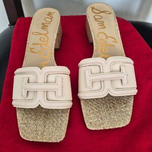 SAM EDELMAN-Basket Weave Slide Sandal.  Size 10.  Ivory/bone color